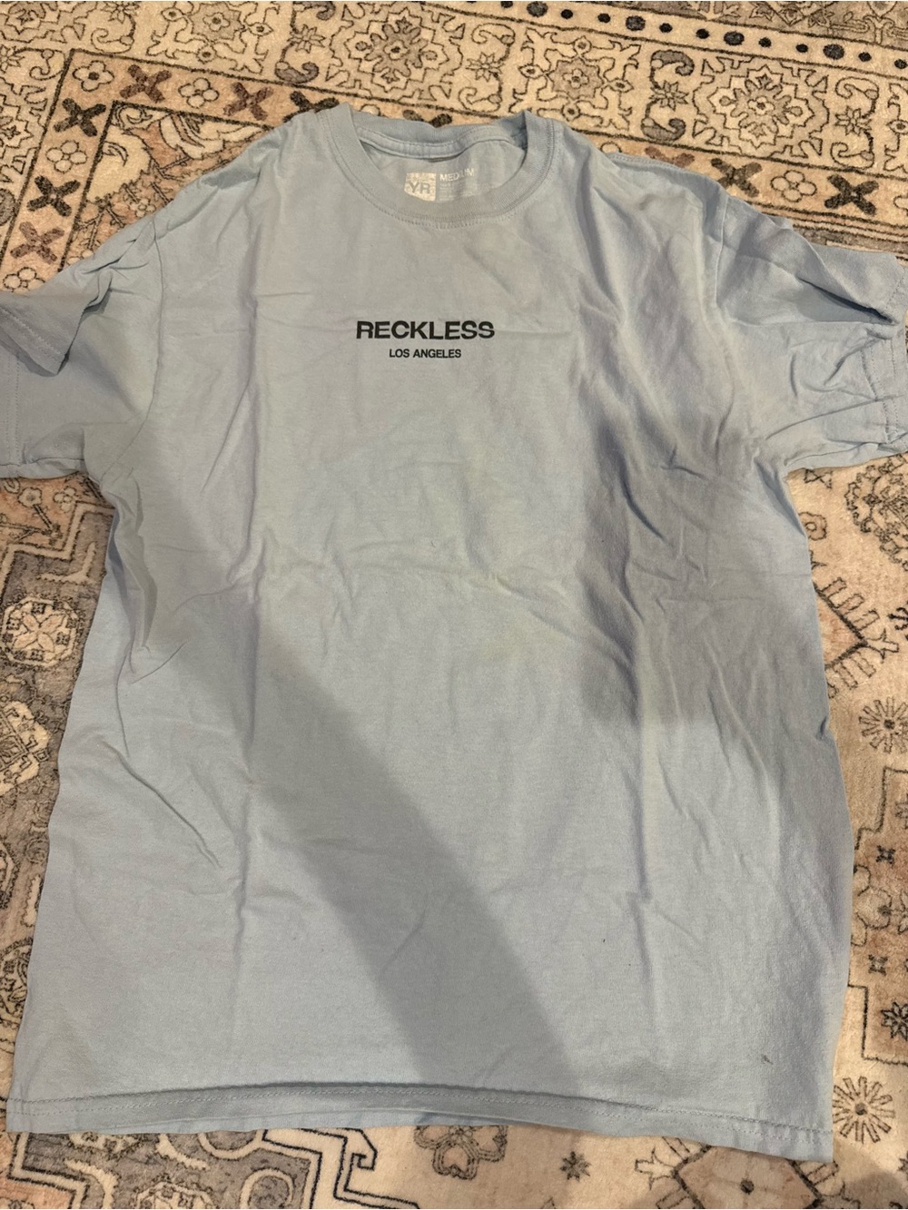 Young & Reckless Light Blue Crewneck T-Shirt with Black Logo